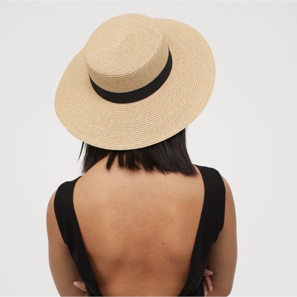 H&M Accessories - H&M Natural Straw Sun Hat Classic Brimmed Beachy Boho Woven